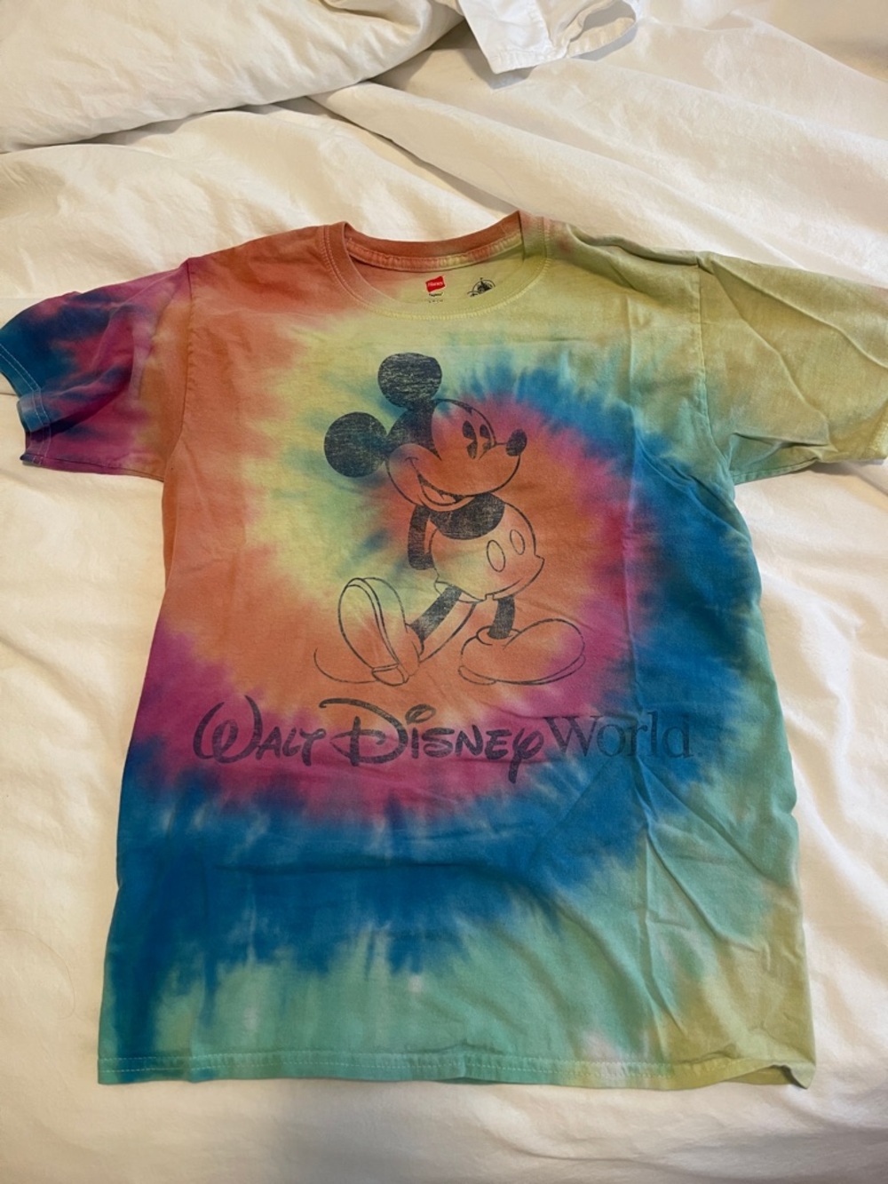 Hanes Tie-Dye Disney Tagless Crew Neck Tee - Pastel Rainbow